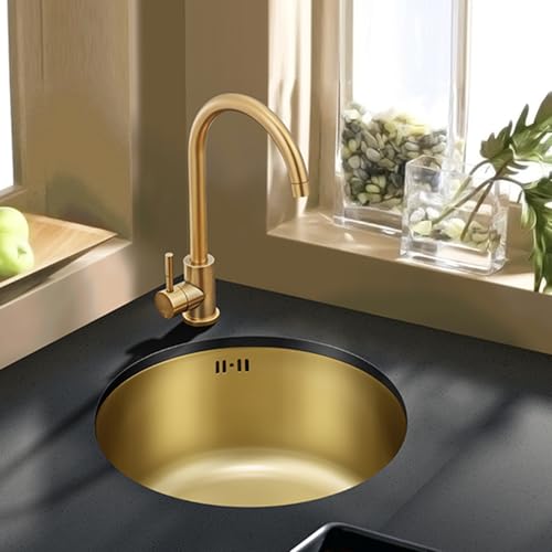 XJTNLB Spülbecken Gold Einbauwaschbecken Rund 32 cm Edelstahl Waschbecken Rund 1 Becken XJTNLB Spülbecken Gold Einbauwaschbecken Rund 32 cm Edelstahl Waschbecken Rund 1 Becken von XJTNLB