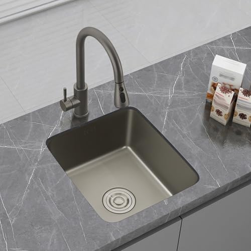 XJTNLB Spülbecken Grau Spüle Edelstahl Rechteckig Einbauspüle Edelstahl Ohne Hahnloch Einbauwaschbecken 45X40 cm XJTNLB Spülbecken Grau Spüle Edelstahl Rechteckig Einbauspüle Edelstahl Ohne Hahnloch Einbauwaschbecken 45X40 cm von XJTNLB
