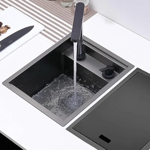 XJTNLB Spülbecken Grau Spüle Rechteckig Spülbecken 40 * 44 cm mit Abdeckung Einzelbecken Küche Einbauspüle XJTNLB Spülbecken Grau Spüle Rechteckig Spülbecken 40 * 44 cm mit Abdeckung Einzelbecken Küche Einbauspüle von XJTNLB
