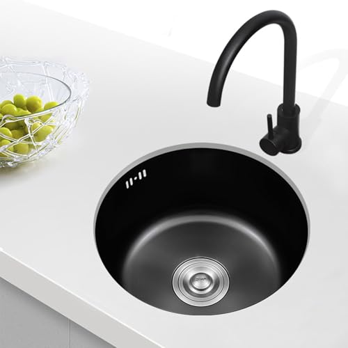XJTNLB Spülbecken Küche Edelstahl Rund 36 cm Küchenspüle Schwarz Edelstahlspüle Einbauspüle Klein XJTNLB Spülbecken Küche Edelstahl Rund 36 cm Küchenspüle Schwarz Edelstahlspüle Einbauspüle Klein von XJTNLB