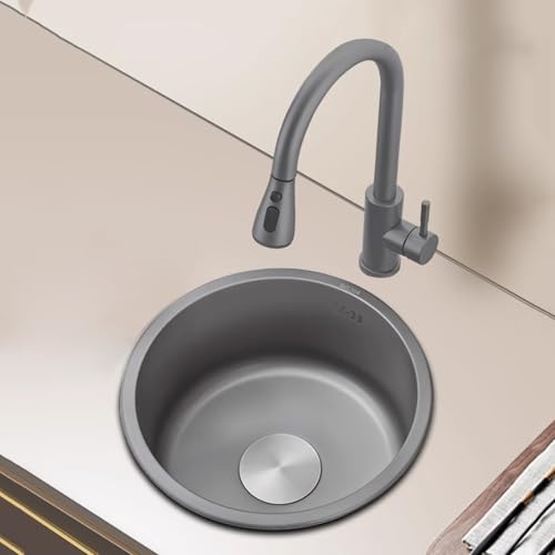 XJTNLB Spülbecken Rund 32Cm Spüle Uns Einbauspüle in Grau Waschbecken Küche Edelstahl XJTNLB Spülbecken Rund 32Cm Spüle Uns Einbauspüle in Grau Waschbecken Küche Edelstahl von XJTNLB