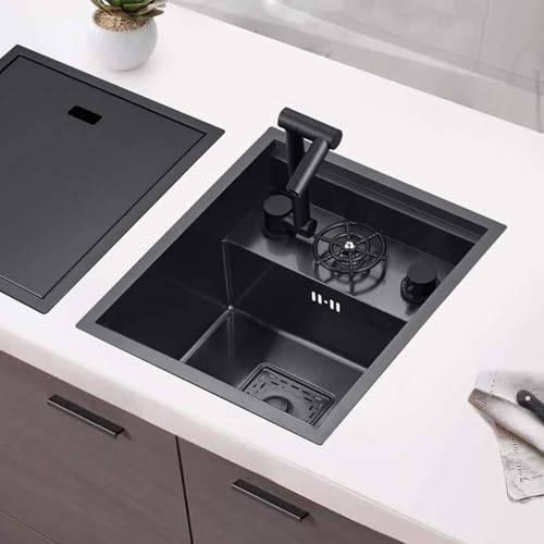 XJTNLB Spülbecken mit Abdeckung Camper Waschbecken Schwarz Küche Waschbecken Edelstahl Klein Rechteckig von XJTNLB