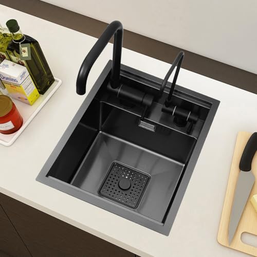 XJTNLB Spüle Edelstahl Rechteckig Einbauwaschbecken Schwarz 1 Becken Spülbecken Klein Camper mit Abdeckung XJTNLB Spüle Edelstahl Rechteckig Einbauwaschbecken Schwarz 1 Becken Spülbecken Klein Camper mit Abdeckung von XJTNLB
