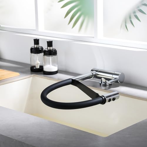 XJTNLB Vorfenster Küchenarmatur Klappbar Ausziehbar Chrom 360° Drehbar Wasserhahn Küche Umklappbare Armatur Vorfenster mit 2 Strahlarten XJTNLB Vorfenster Küchenarmatur Klappbar Ausziehbar Chrom 360° Drehbar Wasserhahn Küche Umklappbare Armatur Vorfenster mit 2 Strahlarten von XJTNLB