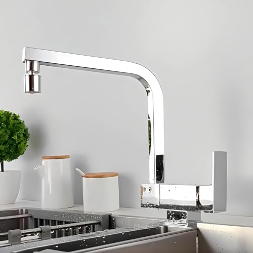 XJTNLB Vorfenster Küchenarmatur Klappbar Chrom mit 2 Strahlarten Versenkbare Armaturen Spülbecken 360° Drehbar Wasserhahn Küche Kippbar von XJTNLB