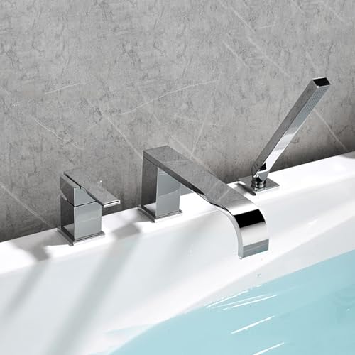 XJTNLB Wannenarmatur Wasserfall 3 Loch Badewannenarmatur Chrom mit Handbrause Mischbatterie Dusche Set XJTNLB Wannenarmatur Wasserfall 3 Loch Badewannenarmatur Chrom mit Handbrause Mischbatterie Dusche Set von XJTNLB