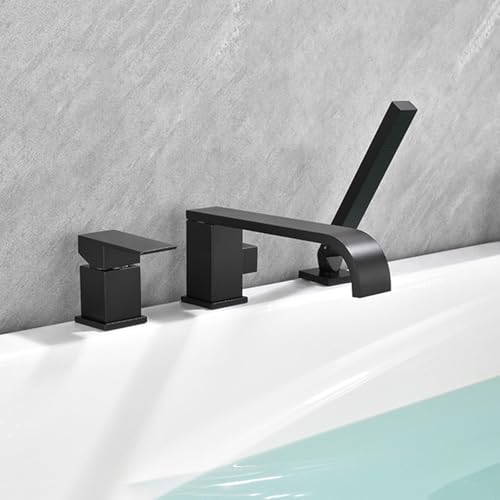 XJTNLB Wannenarmatur Wasserfall 3 Loch Badewannenarmatur Schwarz mit Handbrause Mischbatterie Dusche Set XJTNLB Wannenarmatur Wasserfall 3 Loch Badewannenarmatur Schwarz mit Handbrause Mischbatterie Dusche Set von XJTNLB