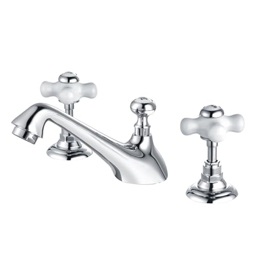 XJTNLB Waschtischarmatur 3 Loch Warm Kalt Armatur Badezimmer Retro Chrom Zweigriffarmatur Waschbecken Bad Kreuzgriff XJTNLB Waschtischarmatur 3 Loch Warm Kalt Armatur Badezimmer Retro Chrom Zweigriffarmatur Waschbecken Bad Kreuzgriff von XJTNLB