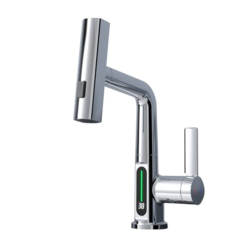XJTNLB Waschtischarmatur mit Brause Wasserhahn Badezimmer Wasserfall mit 2 Modus Wasserhahn Bad Waschbecken Schwenkbar mit Digital Display,Chrom XJTNLB Waschtischarmatur mit Brause Wasserhahn Badezimmer Wasserfall mit 2 Modus Wasserhahn Bad Waschbecken Schwenkbar mit Digital Display,Chrom von XJTNLB