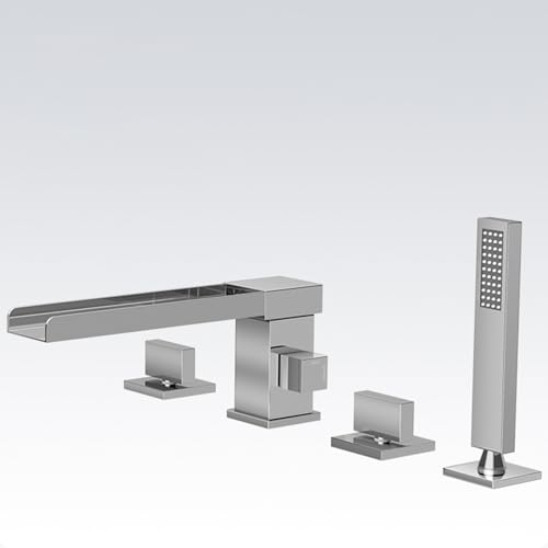 XJTNLB Wasserfall Badewannenarmatur 4 Loch Armatur Badewanne Chrom Wasserfall Mischbatterie Badewanne mit Brause XJTNLB Wasserfall Badewannenarmatur 4 Loch Armatur Badewanne Chrom Wasserfall Mischbatterie Badewanne mit Brause von XJTNLB