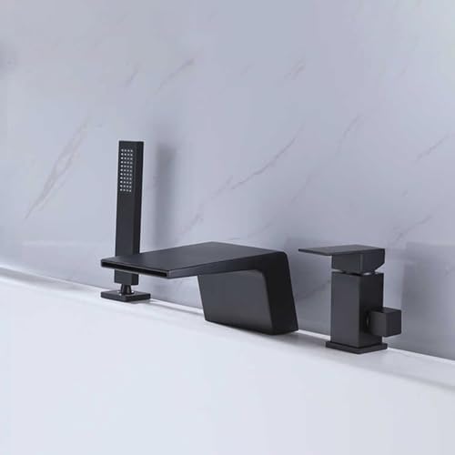 XJTNLB Wasserfall Badewannenarmatur Schwarz 3 Loch Armatur Badewanne mit Herausziehbarem Handbrause Mischbatterie Dusche Set XJTNLB Wasserfall Badewannenarmatur Schwarz 3 Loch Armatur Badewanne mit Herausziehbarem Handbrause Mischbatterie Dusche Set von XJTNLB