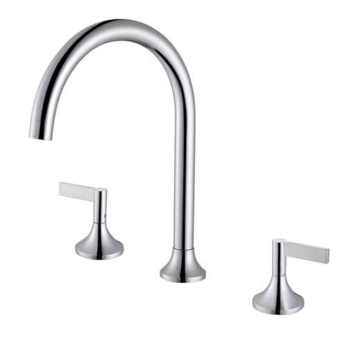 XJTNLB Wasserhahn Bad Modern Silber 3 Loch Armaturen Bad Waschtischarmatur Kalt und Warm Aus Messing von XJTNLB