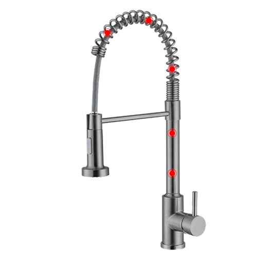 XJTNLB Wasserhahn Küche mit 3 Funktionen Brause Küchenarmatur Ausziehbar Sensor Grau Wasserhahn Spiralfeder mit 2 Wasserstrahlarten von XJTNLB