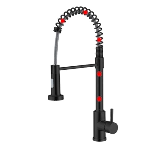 XJTNLB Wasserhahn Küche mit 3 Funktionen Brause Küchenarmatur Ausziehbar Sensor Schwarz Wasserhahn Spiralfeder mit 2 Wasserstrahlarten von XJTNLB