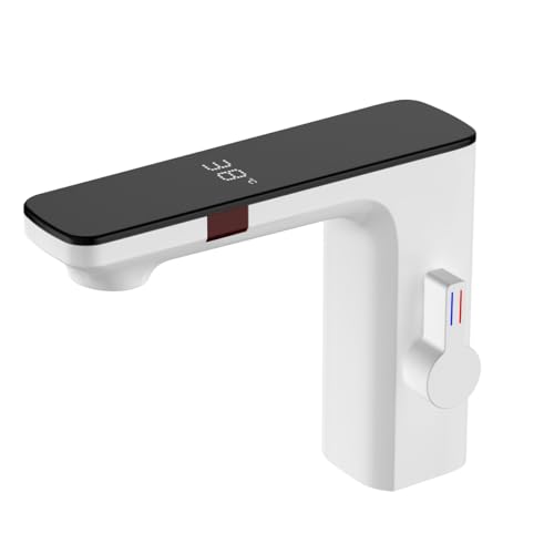 XJTNLB Wasserhahn mit Sensor Bad Einhebelmischer Bad Infrarot Sensor Wasserhahn mit Einstellbarem Temperaturbegrenzer Wasserhahn Badezimmer mit Digitalem Display,Weiß XJTNLB Wasserhahn mit Sensor Bad Einhebelmischer Bad Infrarot Sensor Wasserhahn mit Einstellbarem Temperaturbegrenzer Wasserhahn Badezimmer mit Digitalem Display,Weiß von XJTNLB