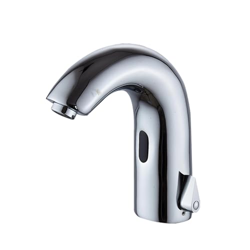 XJTNLB Wasserhahn mit Sensor Bad Einhebelmischer Infrarot Sensor Wasserhahn mit Einstellbarem Temperaturbegrenzer Mischbatterie Waschbecken aus Messing,Chrom von XJTNLB