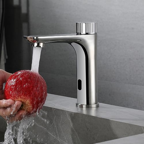 XJTNLB Wasserhahn mit Sensor Batterie Chrom Infrarot Sensor Wasserhahn mit Einstellbarem Temperaturbegrenzer Automatischer Wasserhahn Bad von XJTNLB