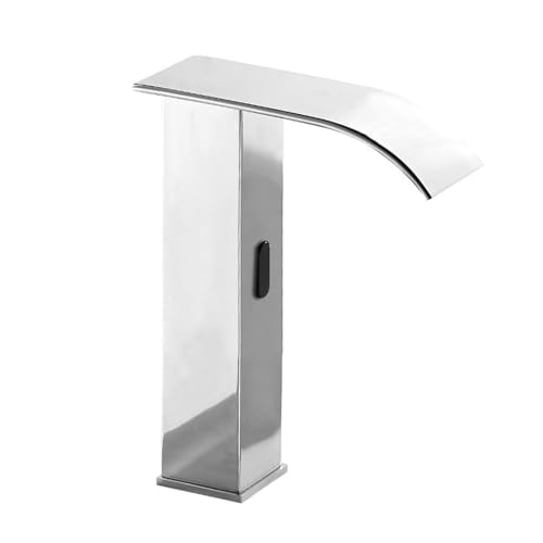 XJTNLB Wasserhahn mit Sensor Warm Kalt Waschtischarmatur Sensor Wasserfall aus Messing Wasserhahn Infrarot Sensor Batterie,Chrom,Hoch von XJTNLB