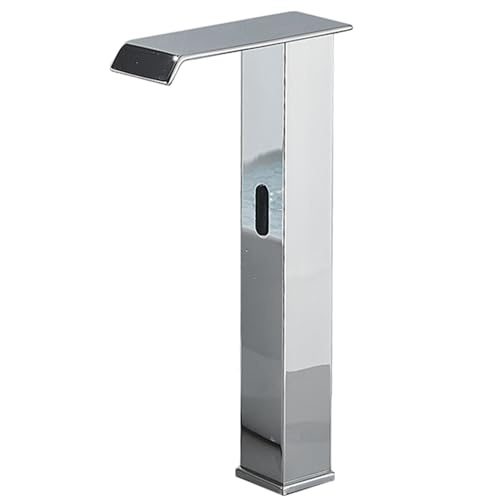 XJTNLB Wasserhahn mit Sensor Warm Kalt Wasserhahn Bad Wasserfall aus Messing Waschbecken Armaturen Automatischer Wasserhahn Bad,Chrom-A,Hoch von XJTNLB