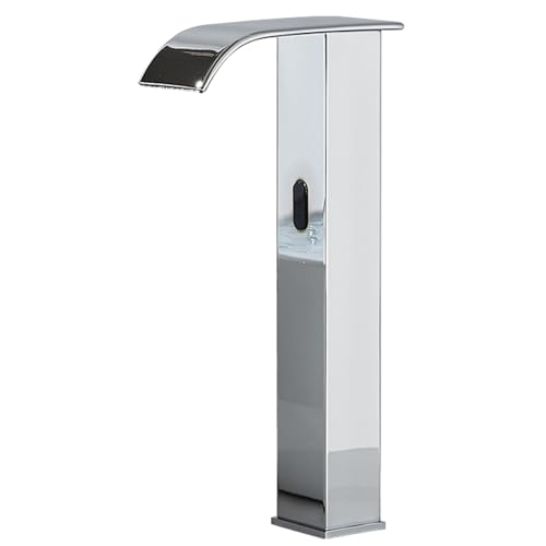 XJTNLB Wasserhahn mit Sensor Warm Kalt Wasserhahn Bad Wasserfall aus Messing Waschbecken Armaturen Automatischer Wasserhahn Bad,Chrom-B,Hoch von XJTNLB