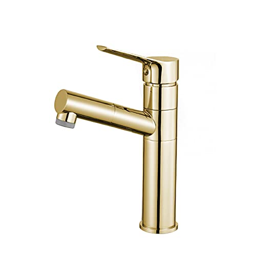 schwarz, waschtischarmatur warmen und kalten, wasserhahn ausziehbar, wasserhahn bad, herausziehbarer brause, ausziehbar, waschtischarmatur, Sprayer- gold_medium von XJTNLB