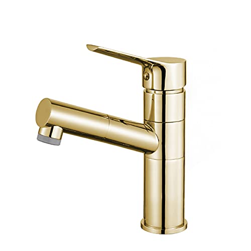 schwarz, waschtischarmatur warmen und kalten, wasserhahn ausziehbar, wasserhahn bad, herausziehbarer brause, ausziehbar, waschtischarmatur, Sprayer- gold_ von XJTNLB