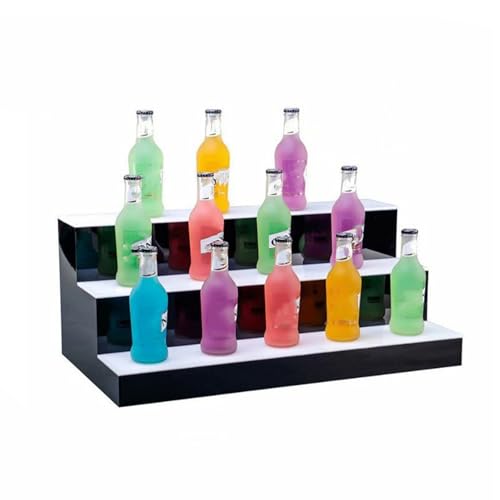 XJZHANG 3-Stufen-Acryl-beleuchtetes Bar-Flaschenregal, auf Acryl montierte Weinregale für gewerbliche Heimbar-Flaschenbeleuchtungsregale mit Fernbedienung für kommerzielle Barpartys zu Hause von XJZHANG