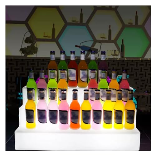 XJZHANG 3-Stufen-beleuchtetes Bar-Flaschenregal, beleuchteter Barständer, Acryl-montierte Weinregale für gewerbliche Heimbar-Flaschenbeleuchtungsregale mit Fernbedienung von XJZHANG