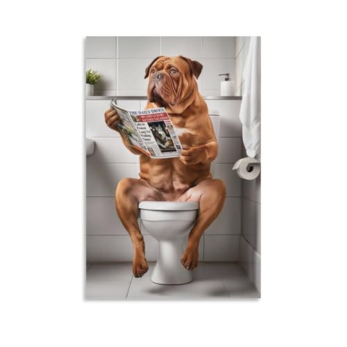 XJmoney Dogue De Bordeaux Badezimmer, moderne Kunstdrucke, Wanddekoration, fertig zum Aufhängen, für Badezimmer- und Toilettendekor, 40 x 60 cm, lustige Badezimmer-Wandkunst XJmoney Dogue De Bordeaux Badezimmer, moderne Kunstdrucke, Wanddekoration, fertig zum Aufhängen, für Badezimmer- und Toilettendekor, 40 x 60 cm, lustige Badezimmer-Wandkunst von XJmoney