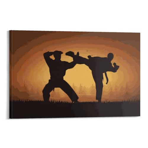 XJmoney Karate-Bilder, Kunstwerk für Wohnzimmer, Geschenk, Leinwand, Wandkunst, nordische Heimdekoration, fertig zum Aufhängen, Poster und Drucke, 30 x 45 cm (12 x 18 Zoll) von XJmoney