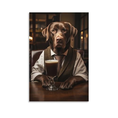 XJmoney Leinwandbild „Brauner Labrador an der Bar“, für das Schlafzimmer von Teenager-Jungen, 60 x 90 cm, Wandkunst für das Wohnzimmer XJmoney Leinwandbild „Brauner Labrador an der Bar“, für das Schlafzimmer von Teenager-Jungen, 60 x 90 cm, Wandkunst für das Wohnzimmer von XJmoney