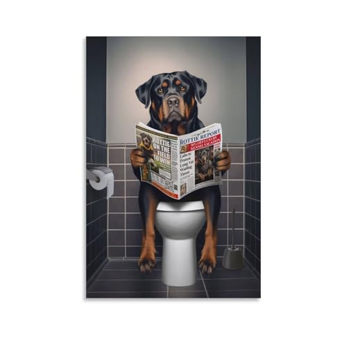 XJmoney Rottweiler auf der Toilette, Leinwandbild für Schlafzimmer, 30 x 45 cm XJmoney Rottweiler auf der Toilette, Leinwandbild für Schlafzimmer, 30 x 45 cm von XJmoney