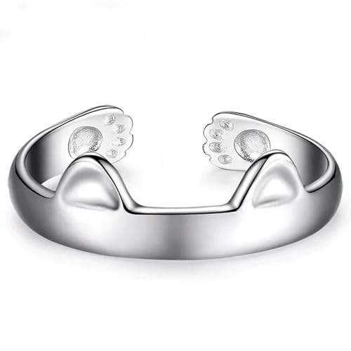 XJruixi 2Pcs süße Katzenringe für Frauen Mädchen verstellbare Katzenohren Pfote Tier Finger Ring Paar Cartoon kleine Katze Kätzchen Tier Geschenk Schmuck von XJruixi