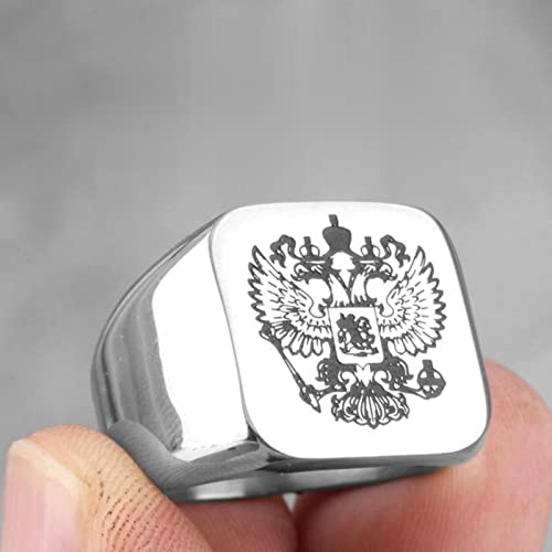 XJruixi Double Headed Eagle Russian National Emblem Stainless Steel Men Rings for Male Boyfriend Biker Jewelry Creativity Gift Wholesale von XJruixi