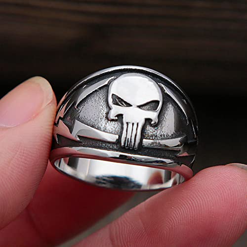 XJruixi Gothic Personality Punisher Skull Ring for Men Punk Hip Hop Stainless Steel Bike Punisher Rings Cool Men Fashion Jewelry Gift von XJruixi