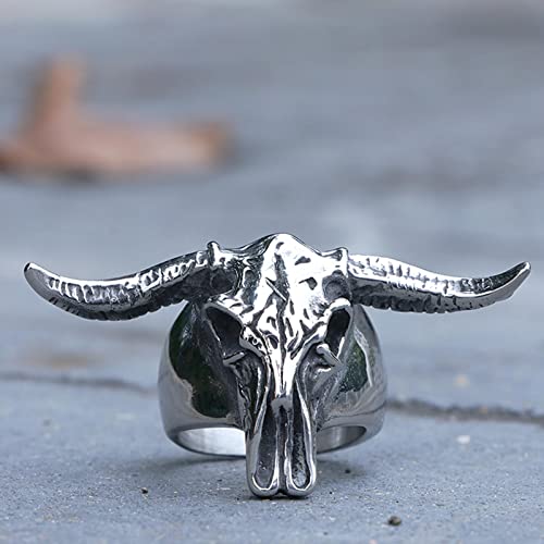 XJruixi Gothic Stainless Steel Bull Ring Punk Biker Men Bull Head Animal Ring Jewelry Wholesale Drop Shipping von XJruixi