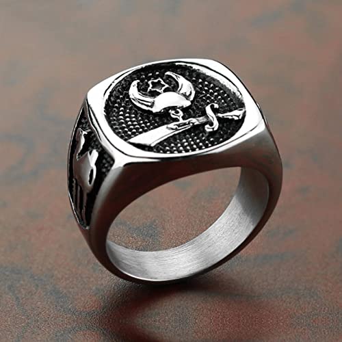 XJruixi Heavy Metal Islam Ring Men Stainless Steel Star Moon Scimitar Signet Ring Fashion Finger Band Ring Jewelry Arab Allah Crescent von XJruixi