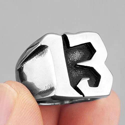 XJruixi Lucky Number 13 Stainless Steel Mens Rings Punk Hip Hop Unique Simple for Male Boyfriend Biker Jewelry Creativity Gift Wholesale von XJruixi