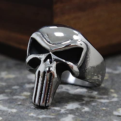 XJruixi Personality Punisher   Ring Men High Polish 316L Stainless Steel Punk Biker Ring Cool Male Viking Nordic Rings Jewelry Gift von XJruixi