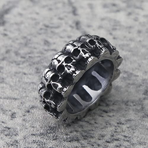 XJruixi Retro Skull Men's Ring Large Solid Shop Skeleton Design Gothic Stainless Steel Biker Skull Rings for Men's Hip Hop Gift von XJruixi
