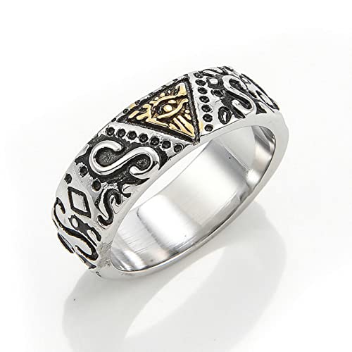 XJruixi Retro Triangle Freemason All Seeing Eye Ring for Men Women Simple Stainless Steel Biker Freemason Ring Men Jewelry Gift von XJruixi