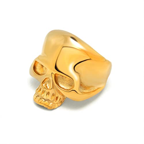XJruixi Simple Gothic Skull Ring for Men Gold/Black/Silver Color Stainless Steel Biker Roker Skull Ring Fashion Women's Jewelry Gift von XJruixi