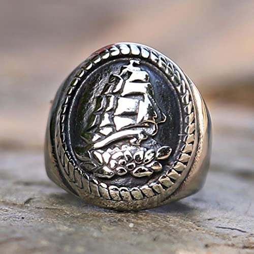 XJruixi Vintage Gothic Sailboat Rings for Men Sailing Stainless Steel Viking Ring Talisman Men's Ring Cool Sailor Viking Accessories von XJruixi