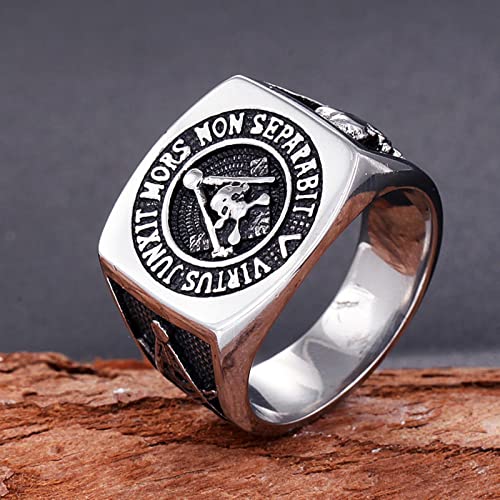 XJruixi Vintage Knights Templar Freemason Stainless Steel Ring Mens Masonic Freemasonry Biker Jewelry Gift for Man von XJruixi