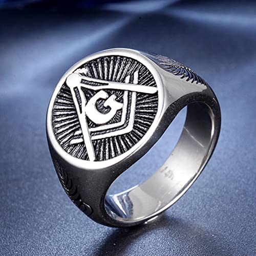 XJruixi Vintage Mens Templar Masonic Rings 316L Stainless Steel Freemason AG Signet Ring Punk Male Fashion Jewelry Party Best Gift von XJruixi