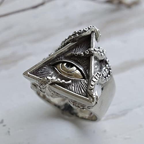 XJruixi Vintage Octopus adsorption All Seeing Eye Ring Cool 316L Stainless Steel Biker Ring Men Women Masonic Ring Jewelry Wholesale von XJruixi