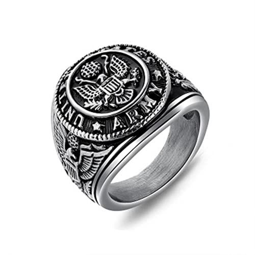 XJruixi Vintage US Army Military Ring Mens Gold/Silver Color Stainless Steel US Army Ring Marine Corps Eagle Ring Male Fashion Jewelry von XJruixi
