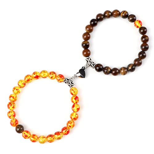 XJruixi Yin Yang Heart Magnet Couple Bracelet 2pcs/Set 8mm Natural Stone Beads Friendship Paired Bracelets Fashion Jewelry for Women Men von XJruixi