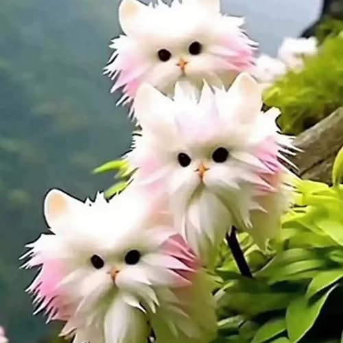 XKALKWJA 1000pcs 10 farbige Mischkatze Orchideensamen, Orchideensamen, Kätzchengesichtsform (White) von XKALKWJA