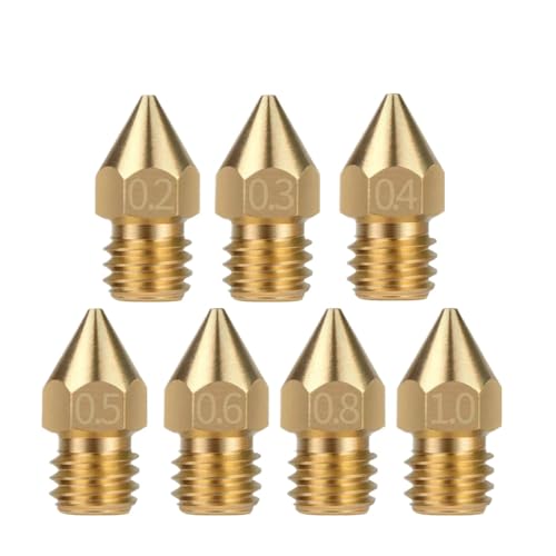 XKBTMIFQ 5 10 20 Stcs Mk8 Messingdüse 0,2 mm 0,3 mm 0,4 mm 0,5 mm 0,6 mm kompatibel mit 1,75 mm CR10 CR10S Ender 3 3D -Drucker Extruder -Kopfdüsen Ersatzteile Teile(1.0mm) von XKBTMIFQ